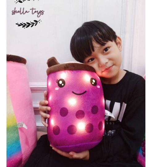 Model Baru Boneka BOBA RAINBOW LED,BOBA  milk LED boba boneka minuman boba printing dan Bordir Ukura