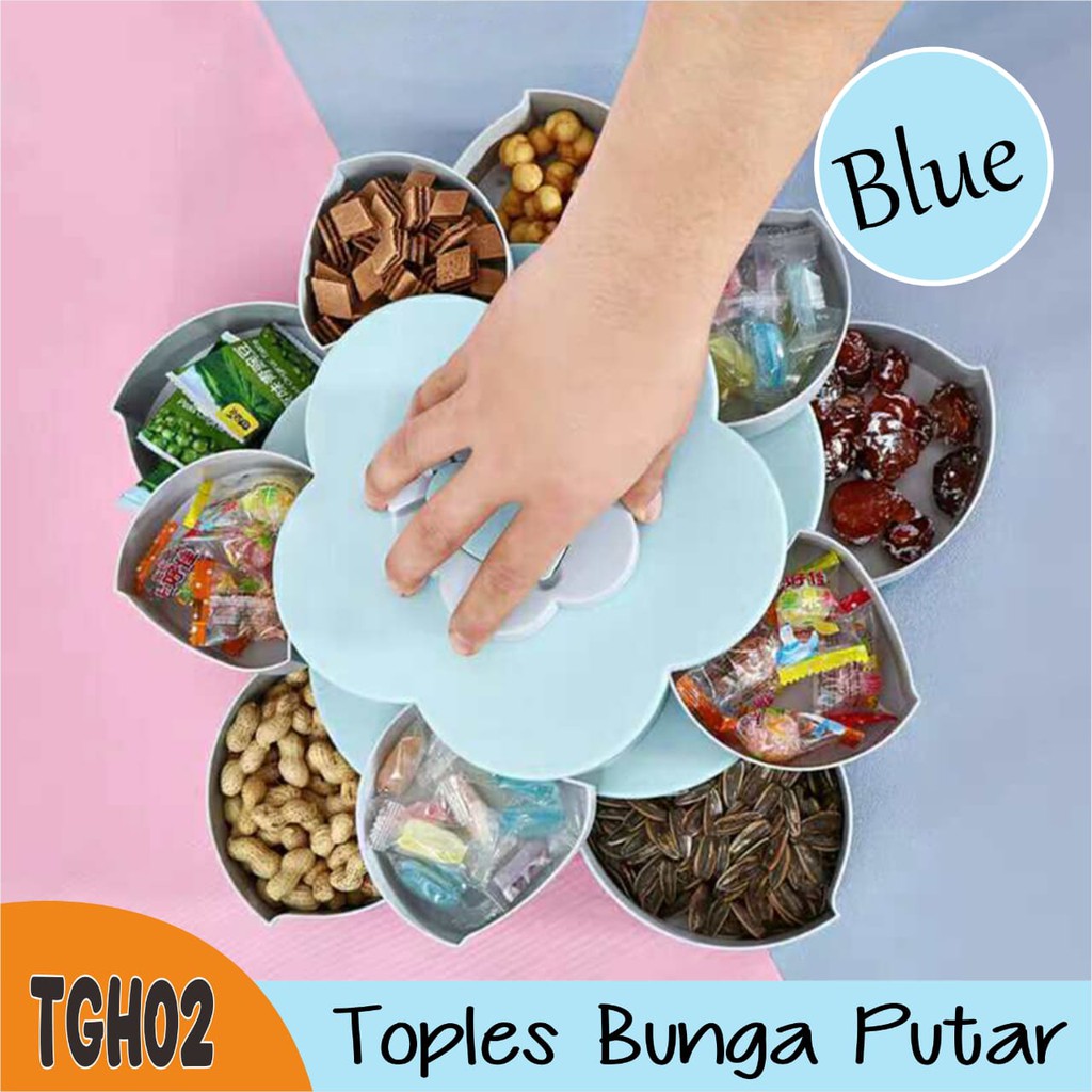 Toples putar -Toples putar bunga - Toples kue - Toples kue lebaran -Toples kue putar - PINK
