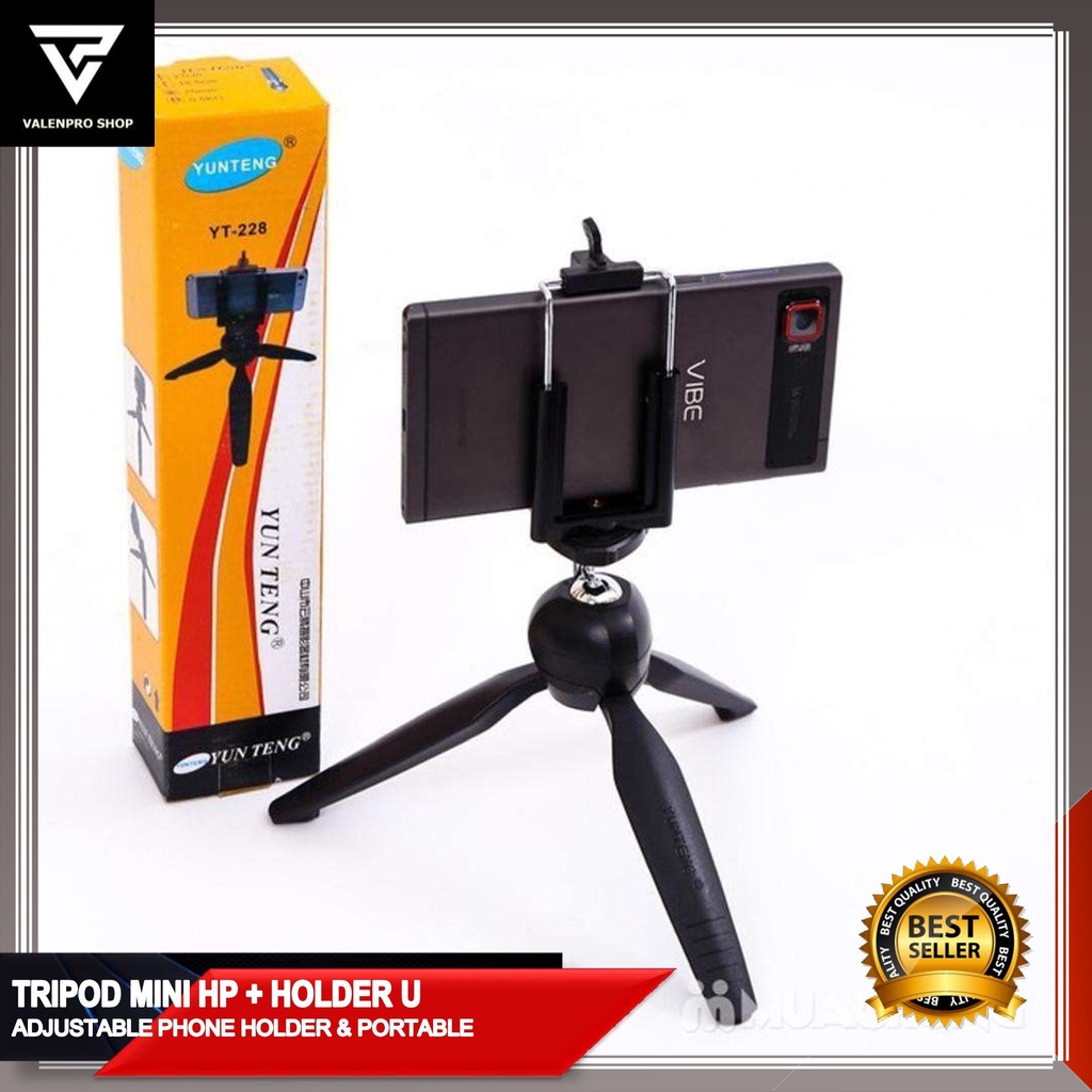 TRIPOD MINI + HOLDER U /HOLDER HP/ STAND HOLDER HP / TRIPOD TANGAN / TRIPOD YOUTUBER