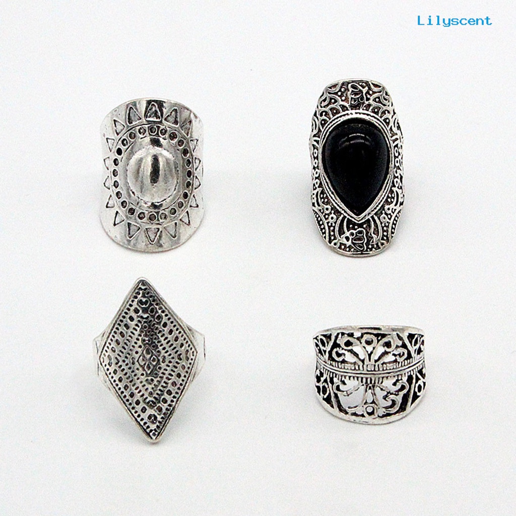 Lc 4Pcs / Set Cincin Fidget Gaya Bohemia Ringan Tahan Lama Untuk Unisex / Pria / Wanita / Pesta