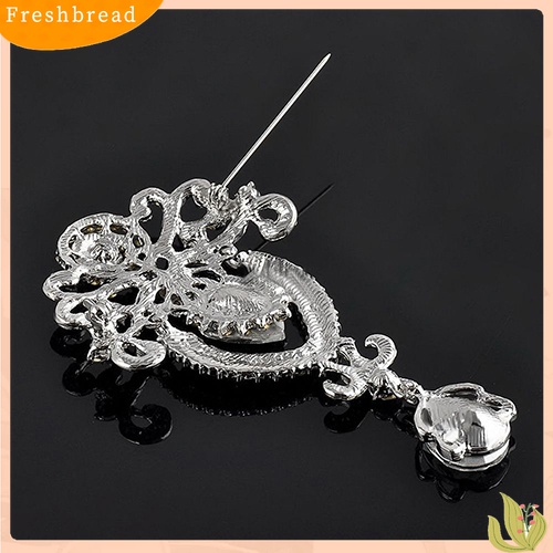 [ TERLARIS]Women Large Flower Bridal Crown Crystal Rhinestone Brooch Pin Jewelry Charm