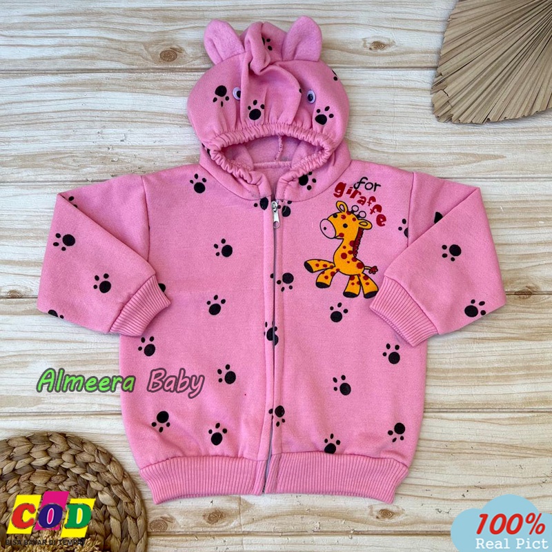 Jaket Bayi Sweater Mantel Bayi Hangat Kupluk Kuping Anak Usia 0-6 Bulan Almeera Baby And Kids