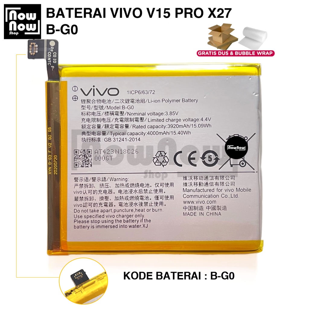 Baterai Vivo V15 Pro / X27 B-G0 BG0 1ICP6/63/72 Tanam Batre Battery Batrai HP