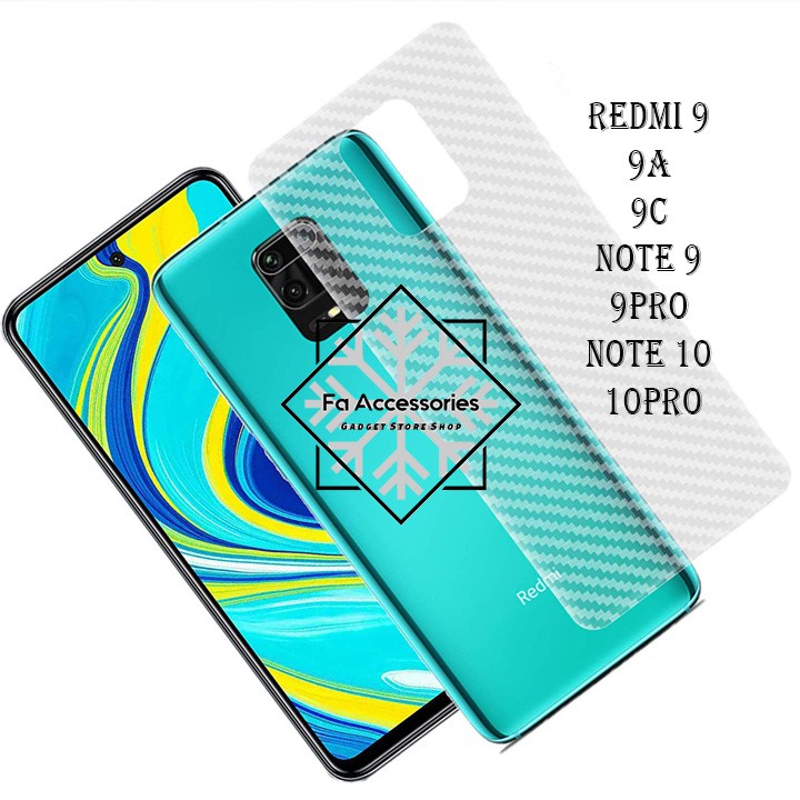 FA Skin Carbon xiaomi redmi 9 9a 9c note 9 9pro 10 10s 10pro s pro antigores belakang back skin