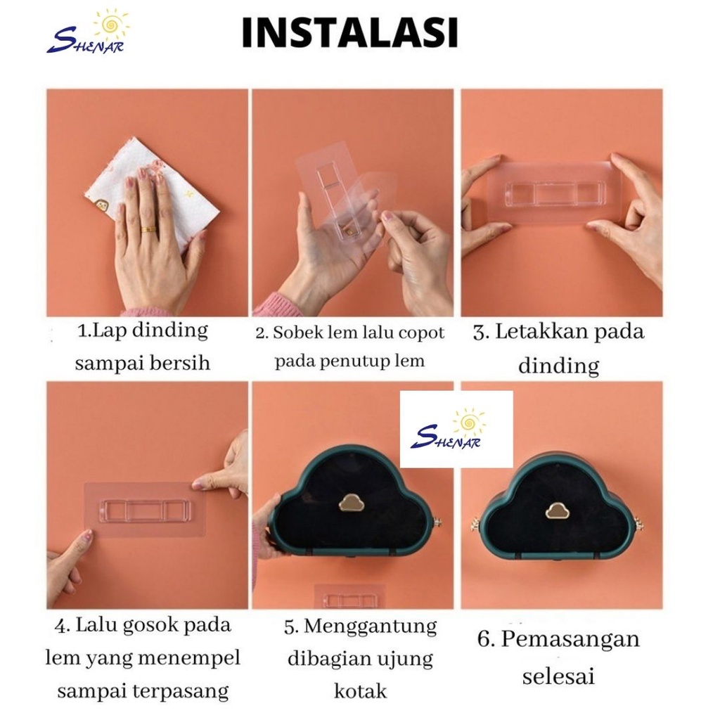 SHENAR,(COD) KOTAK TISSU AWAN / KOTAK TEMPEL / BOX ORGANIZER / TEMPAT TISSU KAMAR MANDI
