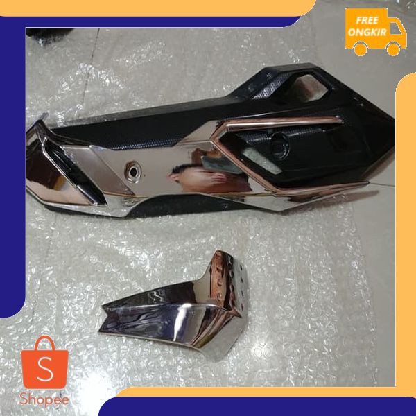 Cover & Tutup Knalpot Vario 150 & Vario 125 Led Chrome Hitam Variasi