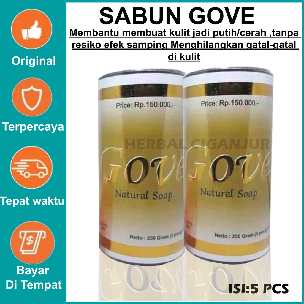 Sabun GOVE MENGATASI JERAWAT DAN KULIT KERING PAKET 1 botol Isi 5 Pcs  - original