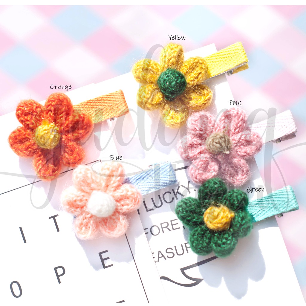 Jepit Rambut Rajut Bunga Jepit Bentuk Bunga Warna Warni Lucu Hairclip Flower GH 201131