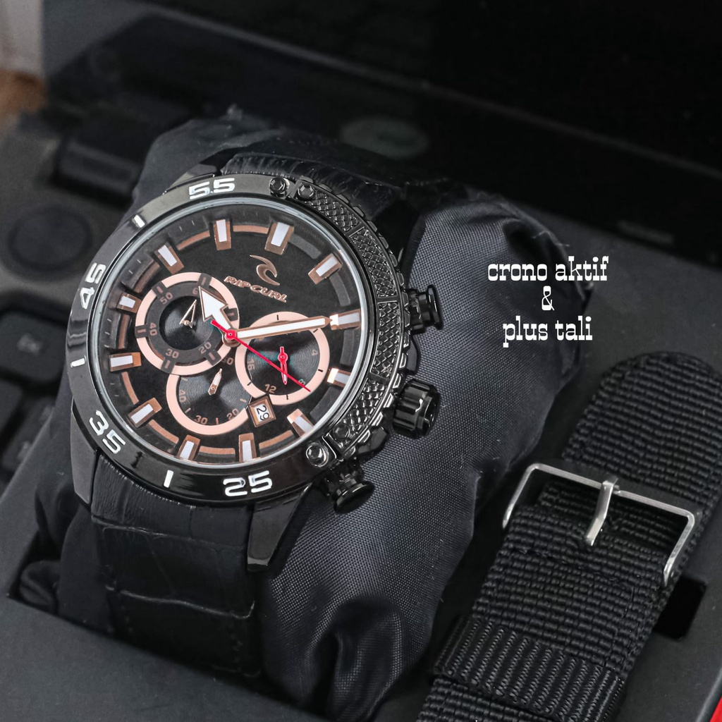 Jam Tangan Pria S31503L Tali Kulit Tanggal Chrono Aktif Free Box Tali Kanvas &amp; Baterai