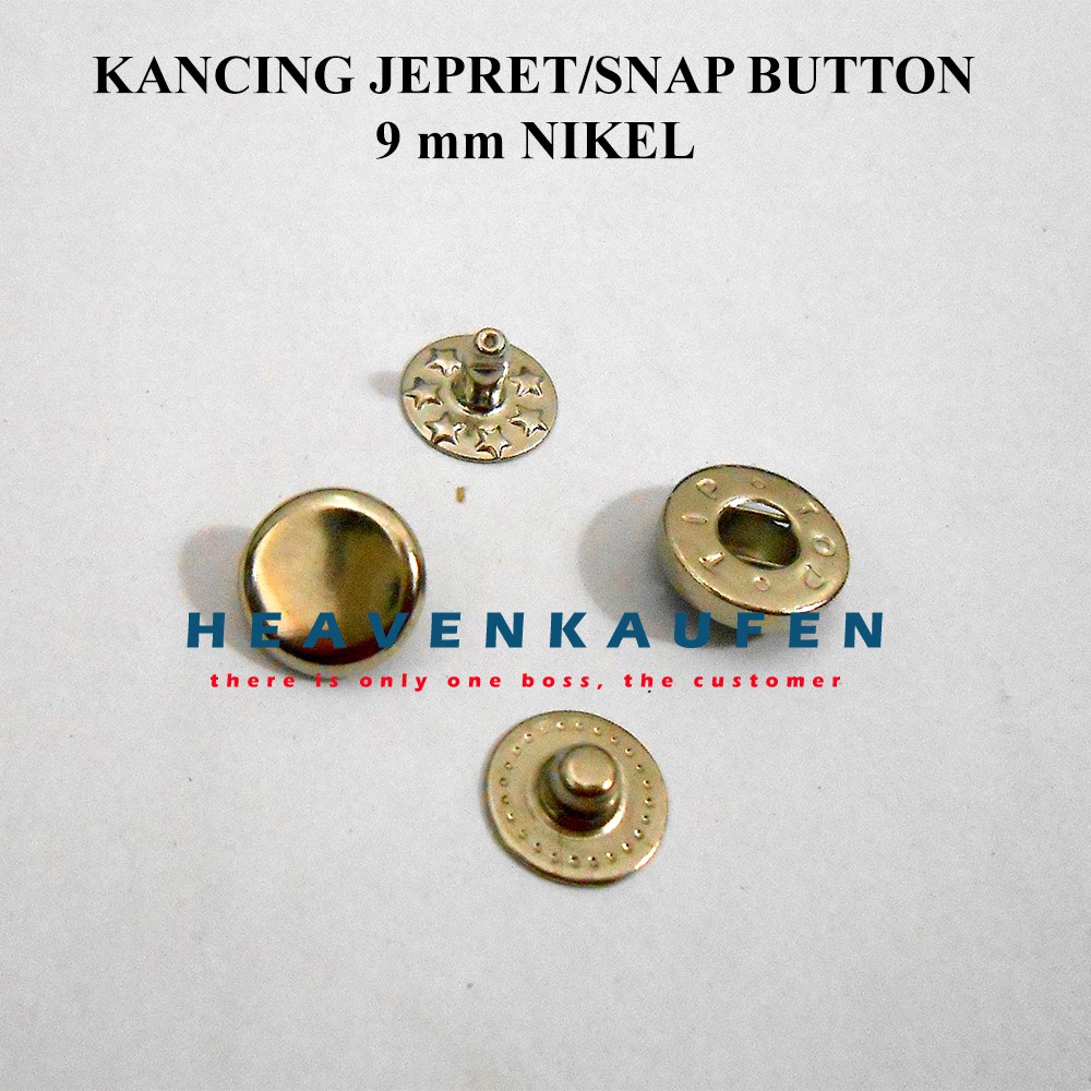 Kancing Jepret 9 mm nikel (Snap Button) Untuk Kancing Dompet, Gelang Dll