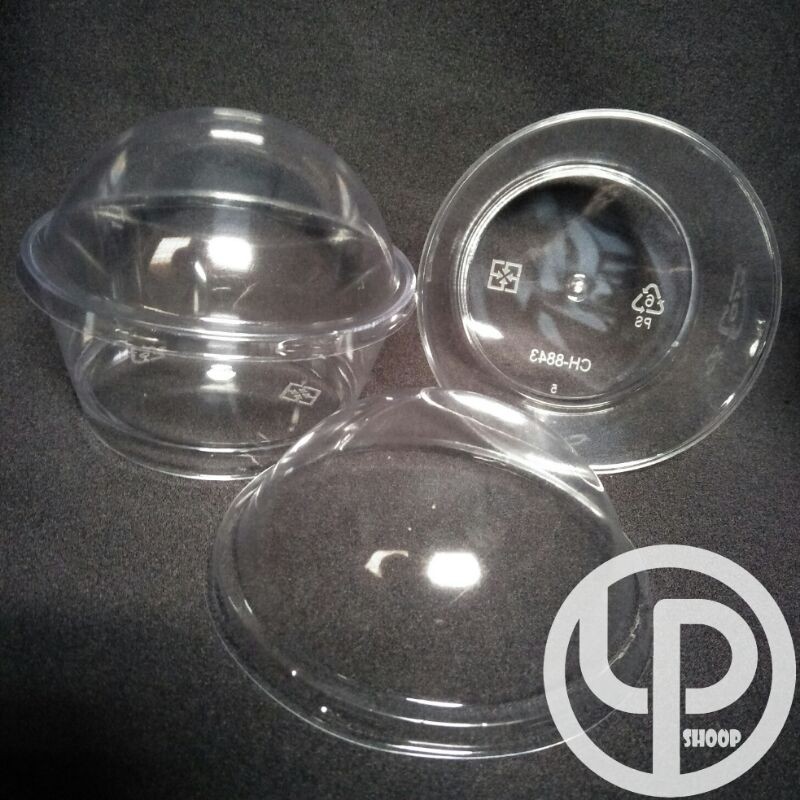 gelas puding / jelly cup dessert murah unik CH 22 - 8843 bulat polos +tutup isi 25 pcs