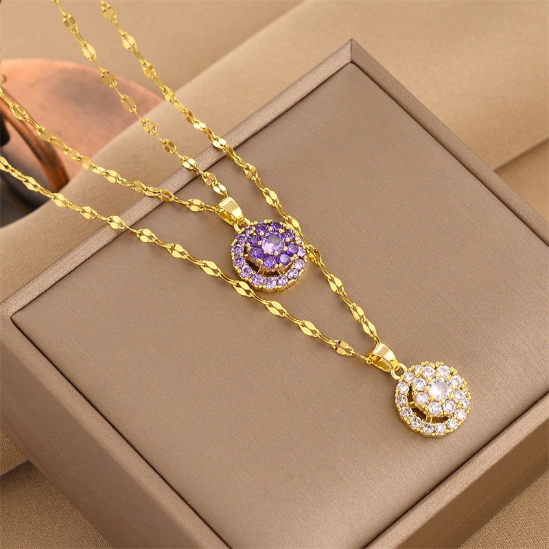 Kalung Wanita Titanium Liontin Berputar