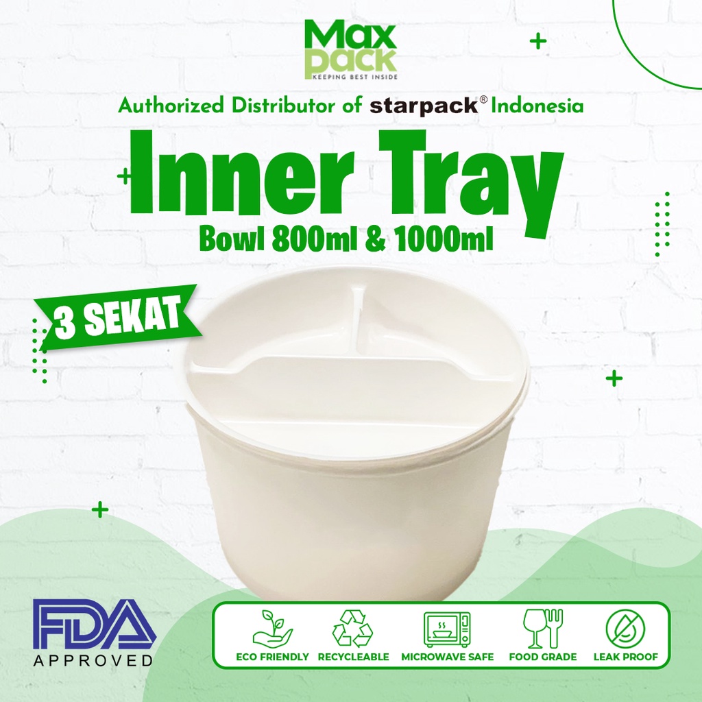 [25PCS] INNER TRAY CUP BOWL 800 ML (27 oz) / SEKAT CUP BOWL 800 ML / SEKAT PAPER BOWL / PARTISI CUP 