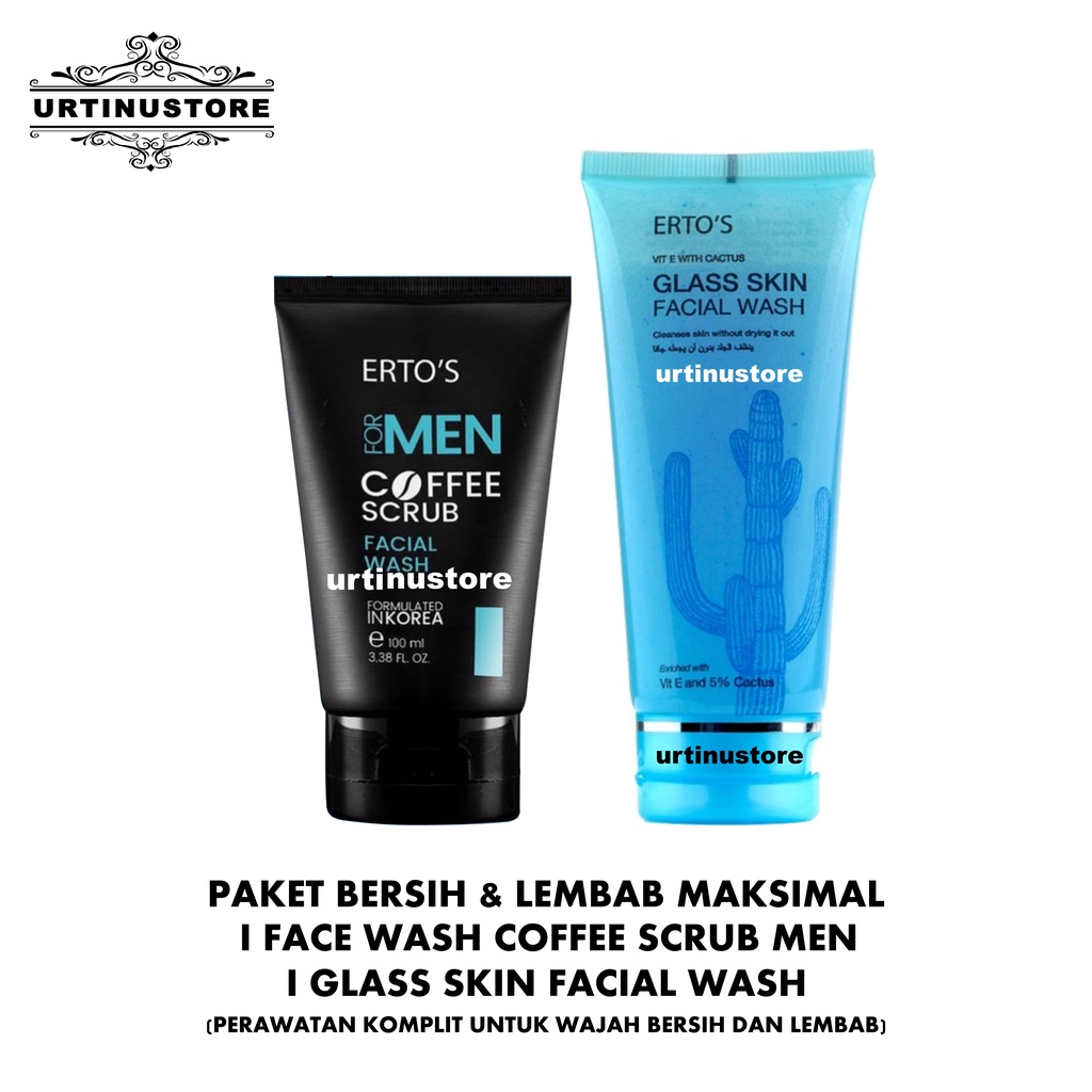 Gamal Paket Bersih & Lembab Maksimal Face Wash Coffee Scrub MEN Dan Glass Skin Facial Wash