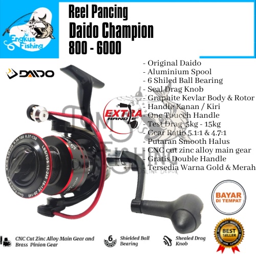 Reel Pancing Daido Champion 800 - 1000 (6 Seal Bearing) Double Handle Murah - Engkus Fishing