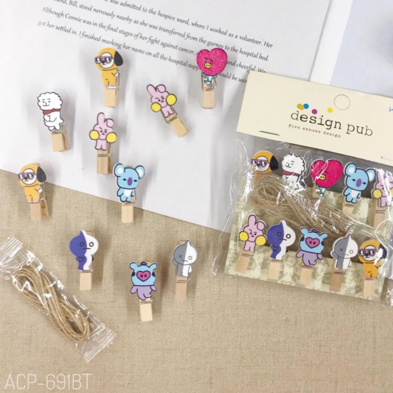 [PER SET] WOODEN CLIP / JEPITAN KAYU KERTAS FOTO BT21 BTS ARMY / JEPIT FOTO