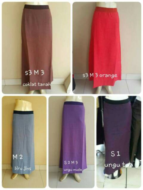 Rok pola A line rok kerja pinggang karet-1