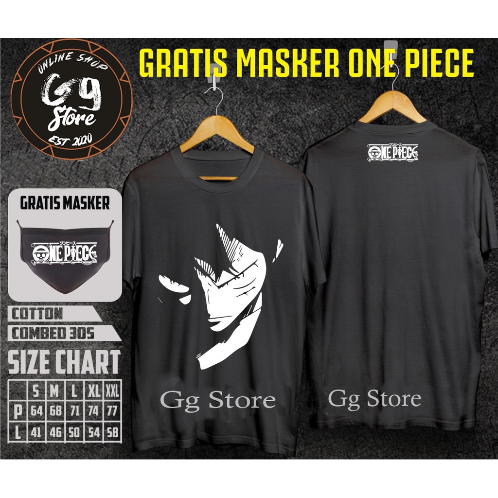 kaos one piece luffy / free masker / luffy / kaos anime one piece / kaos pria / kaos custom