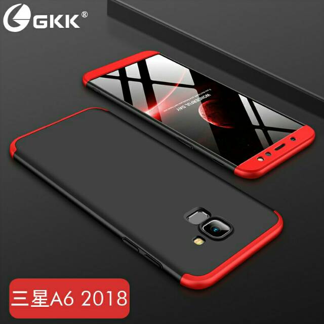 GKK Case Full 360 Samsung A6 2018 (Black Red)