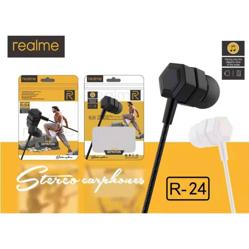 Headset Realme R24 Stereo Bass Hansfree Handset Handsfree Realme R24 Bass Earphone Realme R24 Mic