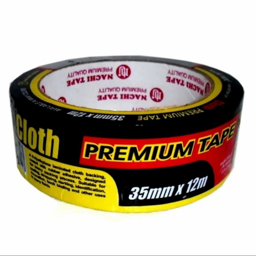 Lakban Plakban Isolasi NACHI Kain Hitam Cloth Tape 1.5 Inch 35mm