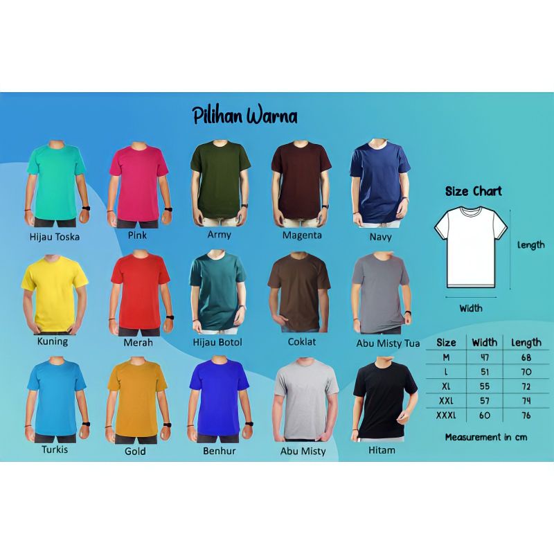 KAOS POLOS PRIA DAN WANITA DEWASA SEMUA UKURAN M | L | XL | XXL | XXXL KAOS JUMBO BIG SIZE DAN OVER SIZE