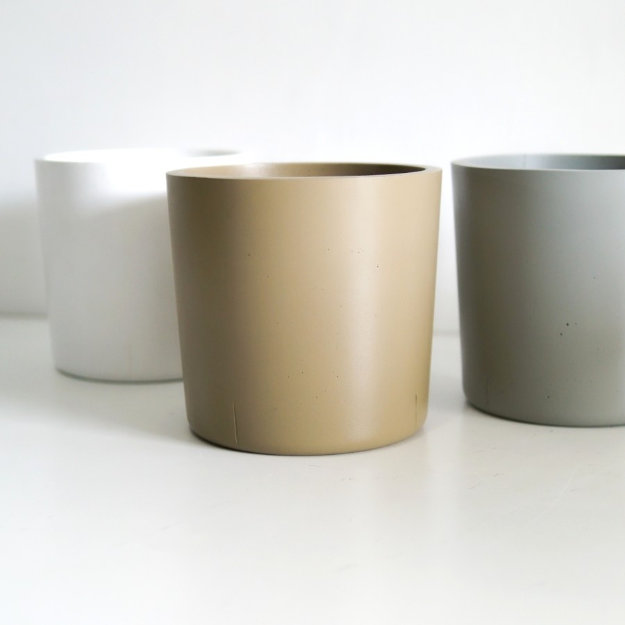 Pot Bunga Semen Bulat Tinggi 25cm - Pot Tanaman Hias Minimalis Concrete Cylinder
