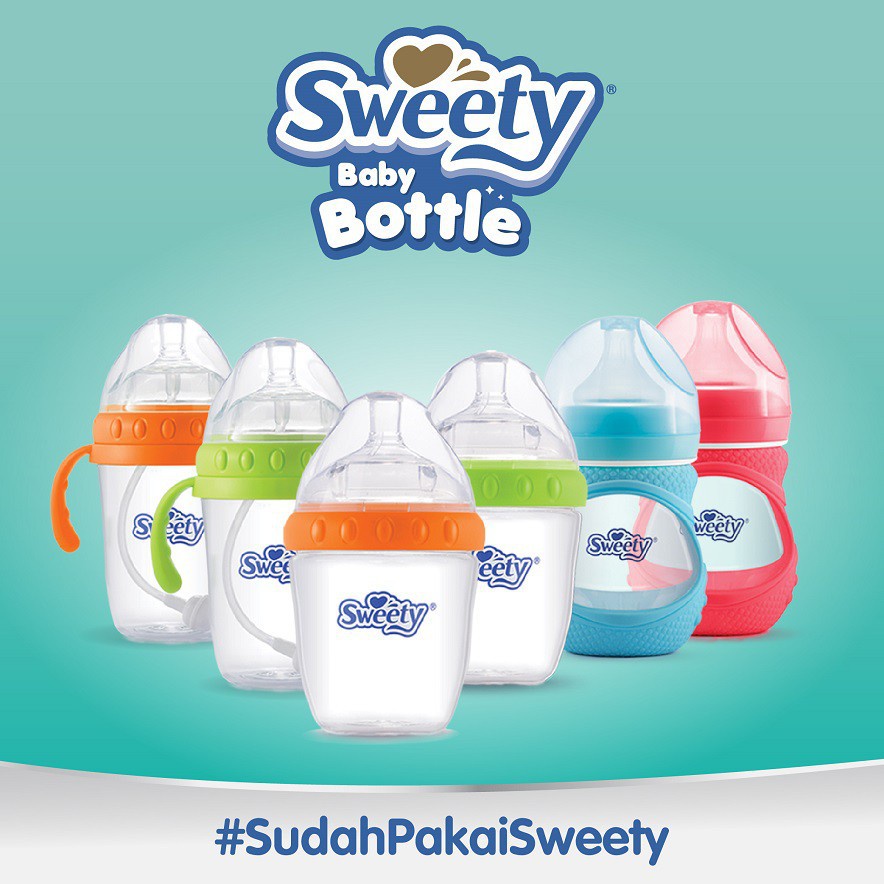 BOTOL SUSU - SWEETY BOTTLE WIDE NECK GLASS BLUE 150 ml