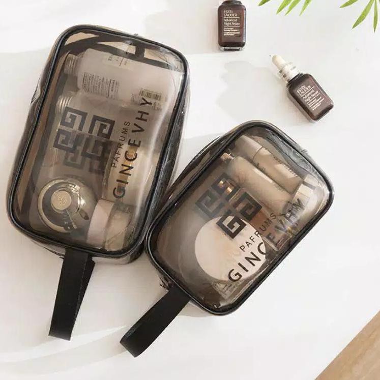>968 Tas Kosmetik Portable Model Transparan Bahan Plastik untuk  Travel Kapasitas Besar Anti Air K40