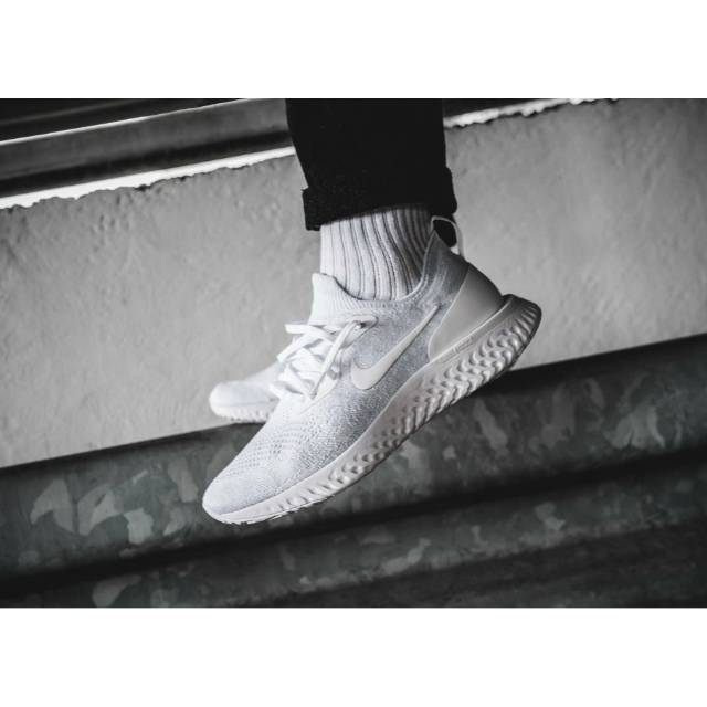 nike epic react flyknit all white
