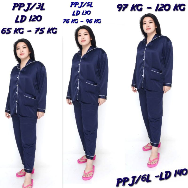 PIYAMA COUPLE SATIN POLOS NEVI LENGAN PANJANG PP NAVY