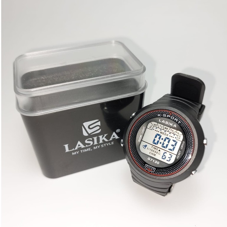 Jam Tangan Digital Lasika Original 100% Type 7130 Series Layar Putih Anti Air Premium