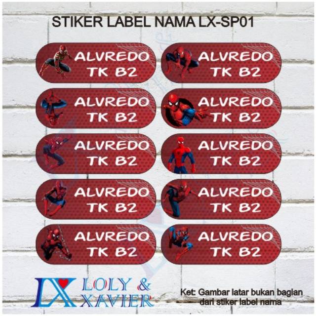 

Sticker nama waterproof Spiderman