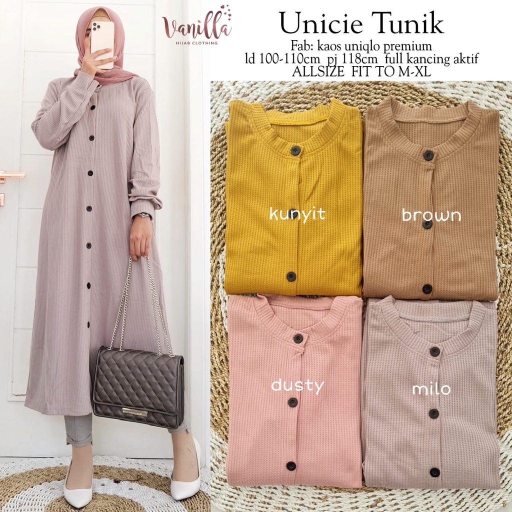 UNICIE TUNIK BY VANILLA | UNICIE TUNIK ATASAN WANITA LD 100-110CM BAHAN KAOS UNIQLO KANCING AKTIF