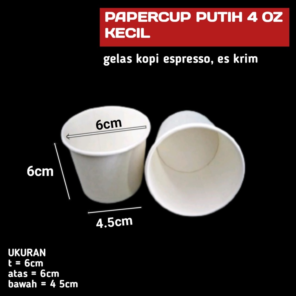 50PCS GELAS PAPER CUP 4OZ KERTAS POLOS FOAM PUTIH KECIL MINI HOT KOPI PANAS COFFE