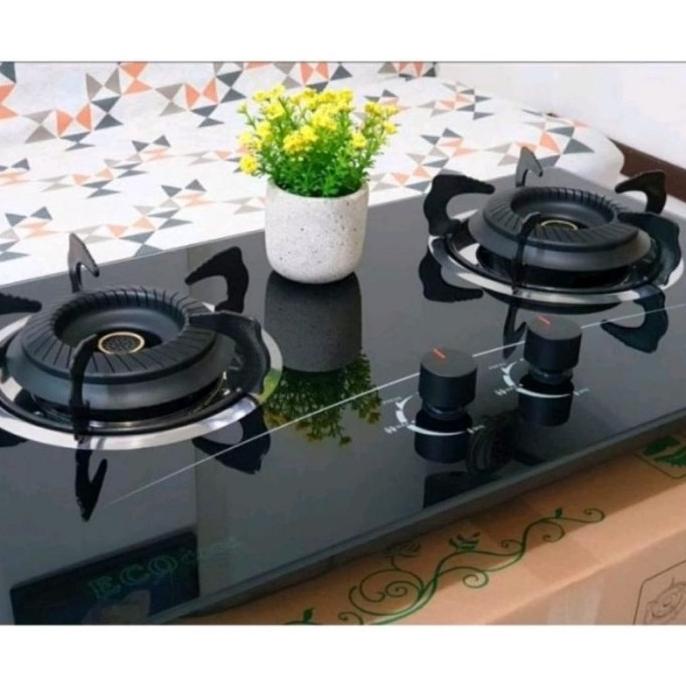 HP-974 KOMPOR GAS TANAM KACA 2 TUNGKU API BIRU ECO COOK EC2-21 GHRT564646