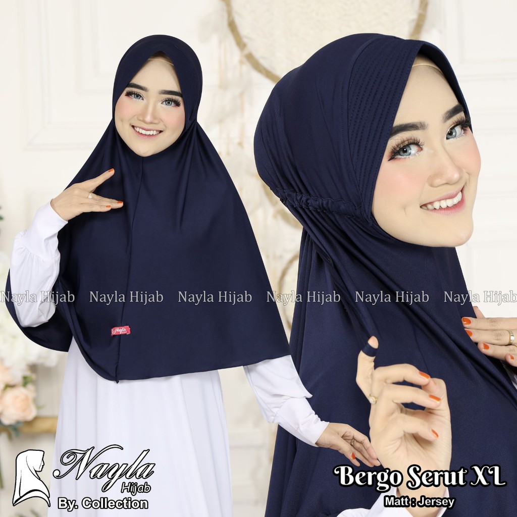 Jilbab Instan Bergo Serut XL Kerudung Instan Bergo Serut Ori Nayla Hijab Bergo Serut Nayla Hija'b