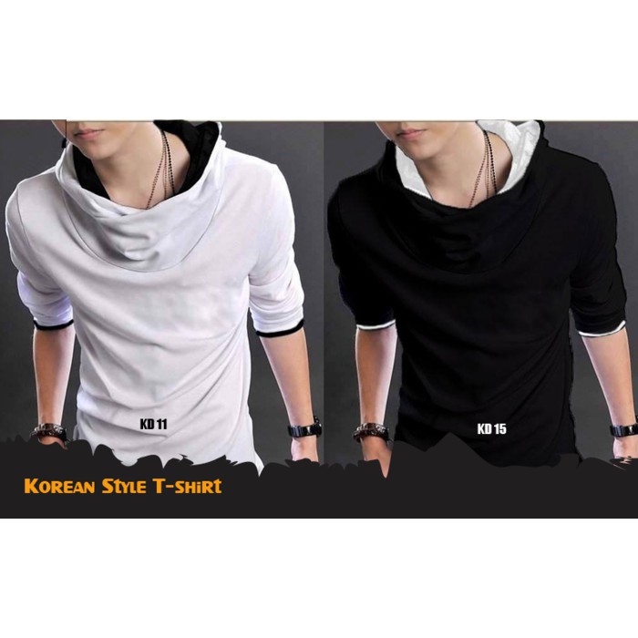 KAOS ANIME - KOREAN STYLE T-SHIRT WHITE & BLACK - KD 11 & KD 15
