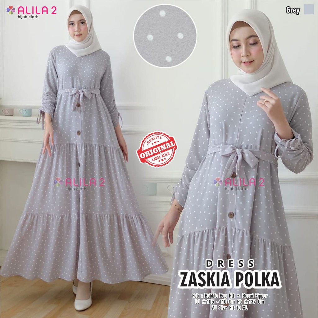 gamis zaskia polka dress