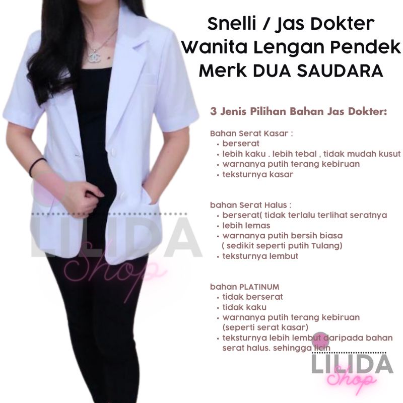 Jual Jas Dokter Snelli Wanita Lengan Pendek Merk Dua Saudara Blazer