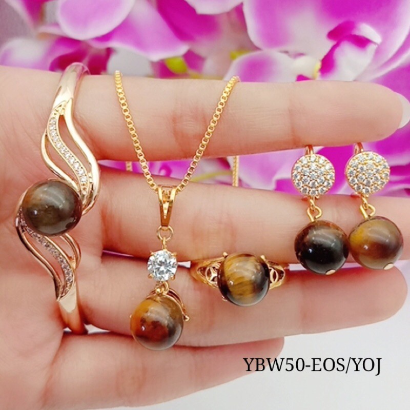 xuping set perhiasan wanita lapis emas awet permata giok asli impor star+