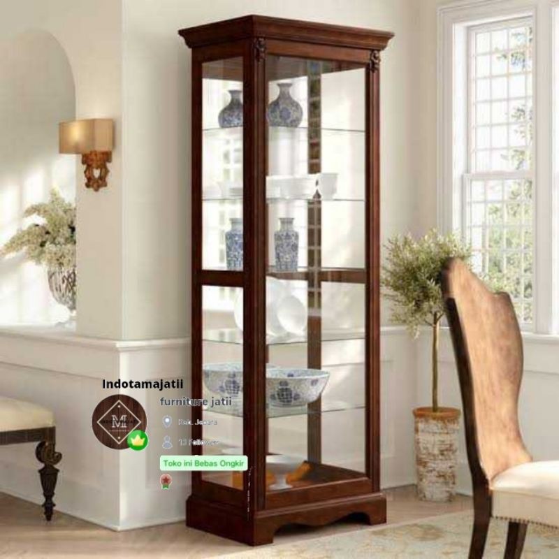 Lemari kaca lemari hias kayu jati