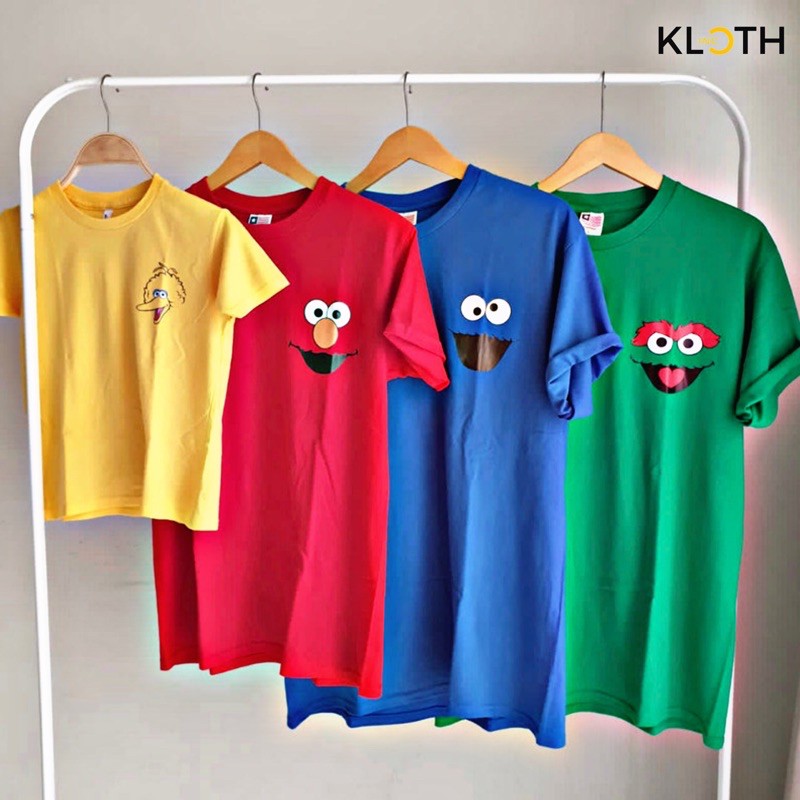 Kaos Family Couple Sesame Street Elmo Anak dan Dewasa Cotton Combed 24s Premium Bisa Lengan Panjang