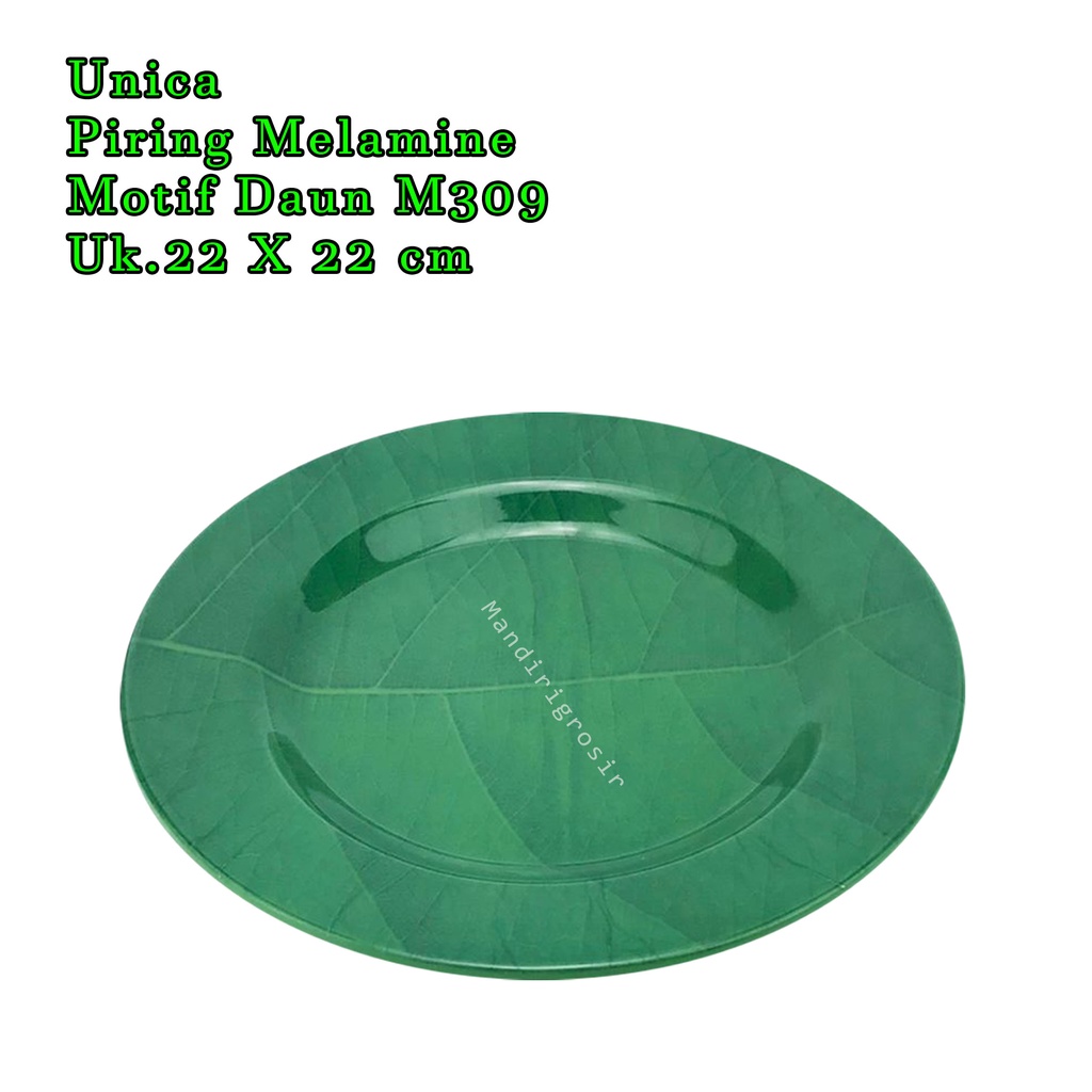 &quot;Unica * Piring Melamine * Melamine ware * M309 * Motif Daun * Uk.22 X 22 cm &quot;