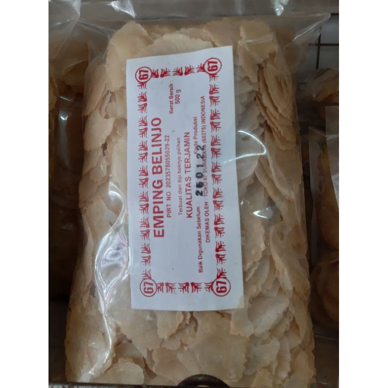 

emping Belinjo toko 67**Melinjo kecil Blinjo Crackers keropok Belinjo melinjo Emping Surabaya 500gr