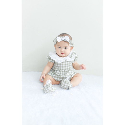 baju bayi baru lahir anak perempuan jumper newborn anak perempuan bayi cewek kado lahiran romper bayi baby newbon 0-12 bulan AMEENA CHECKER JUMPER SET jumper bayi