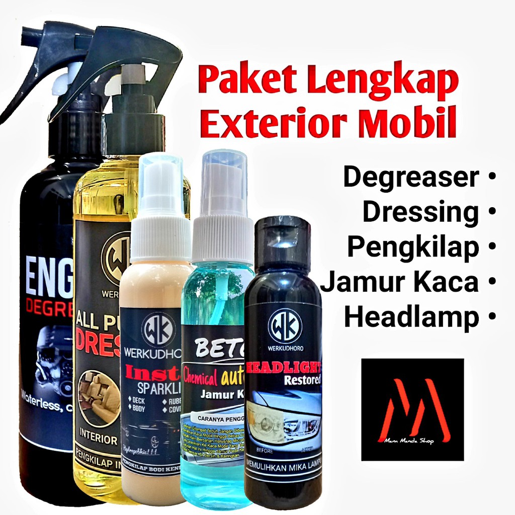 Paket Exterior Mobil Lengkap / Engine Degreaser / Dressing / Insta Sparkling / Betot / Headlight