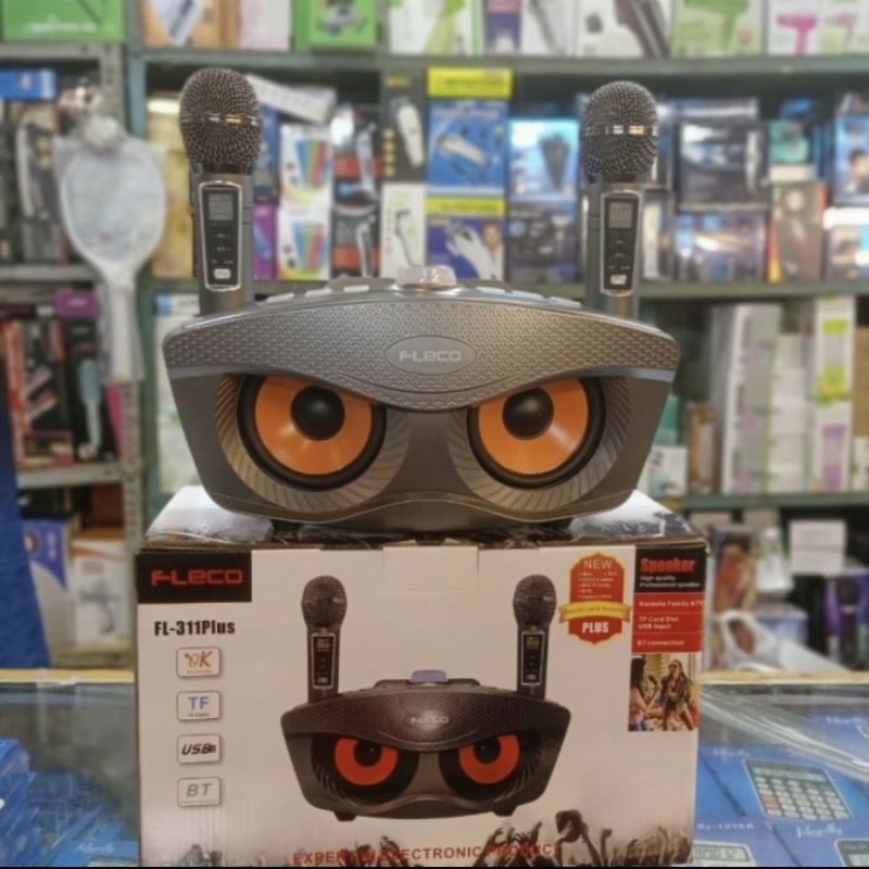 speaker bluetooth karaoke + 2mic wireless Fleco FL 311 Plus Mata Elang Best Seller