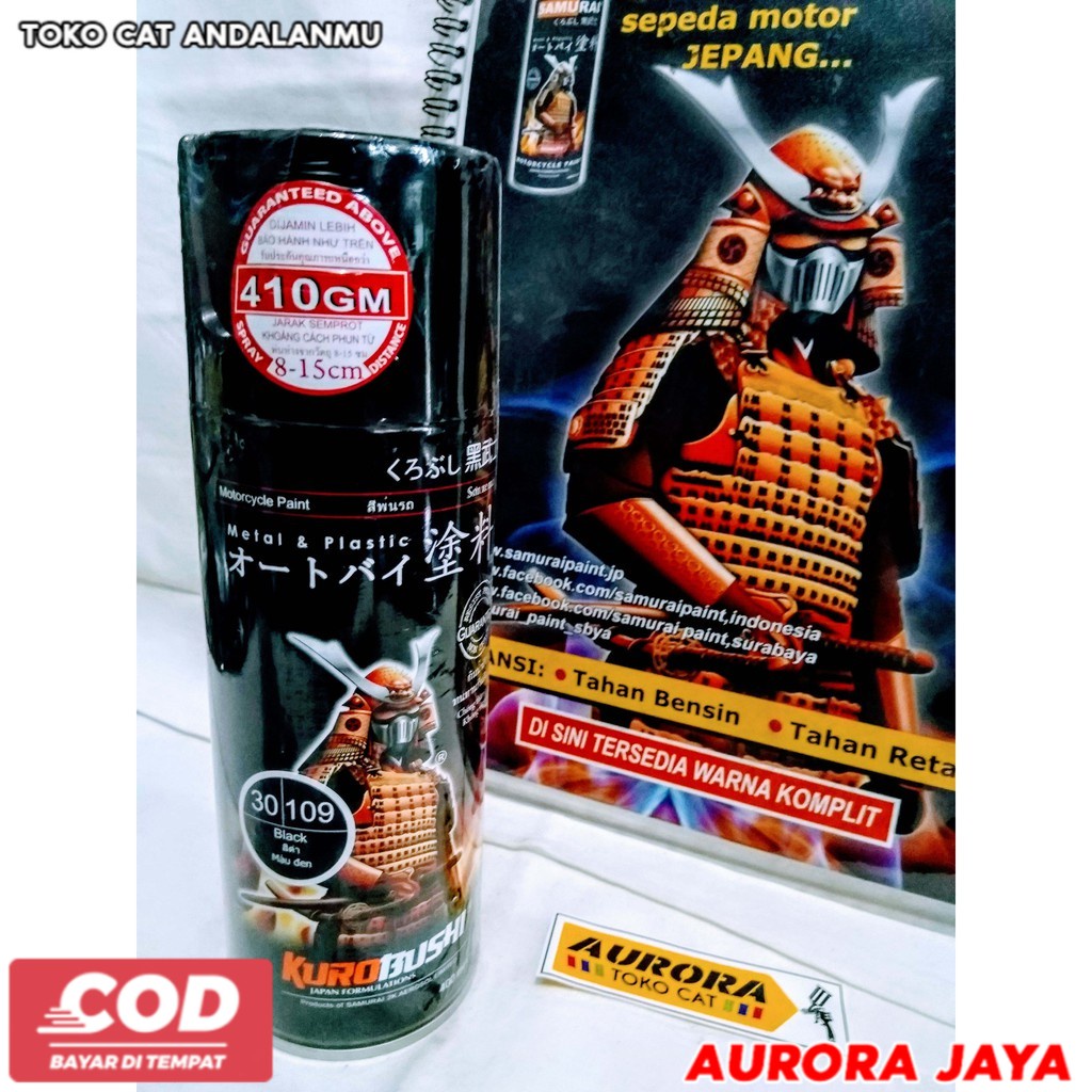 Pilox Pylox Samurai Black 109 Hitam Mengkilap Biasa Solid Standart Standat Standar Cat Mobil Motor -