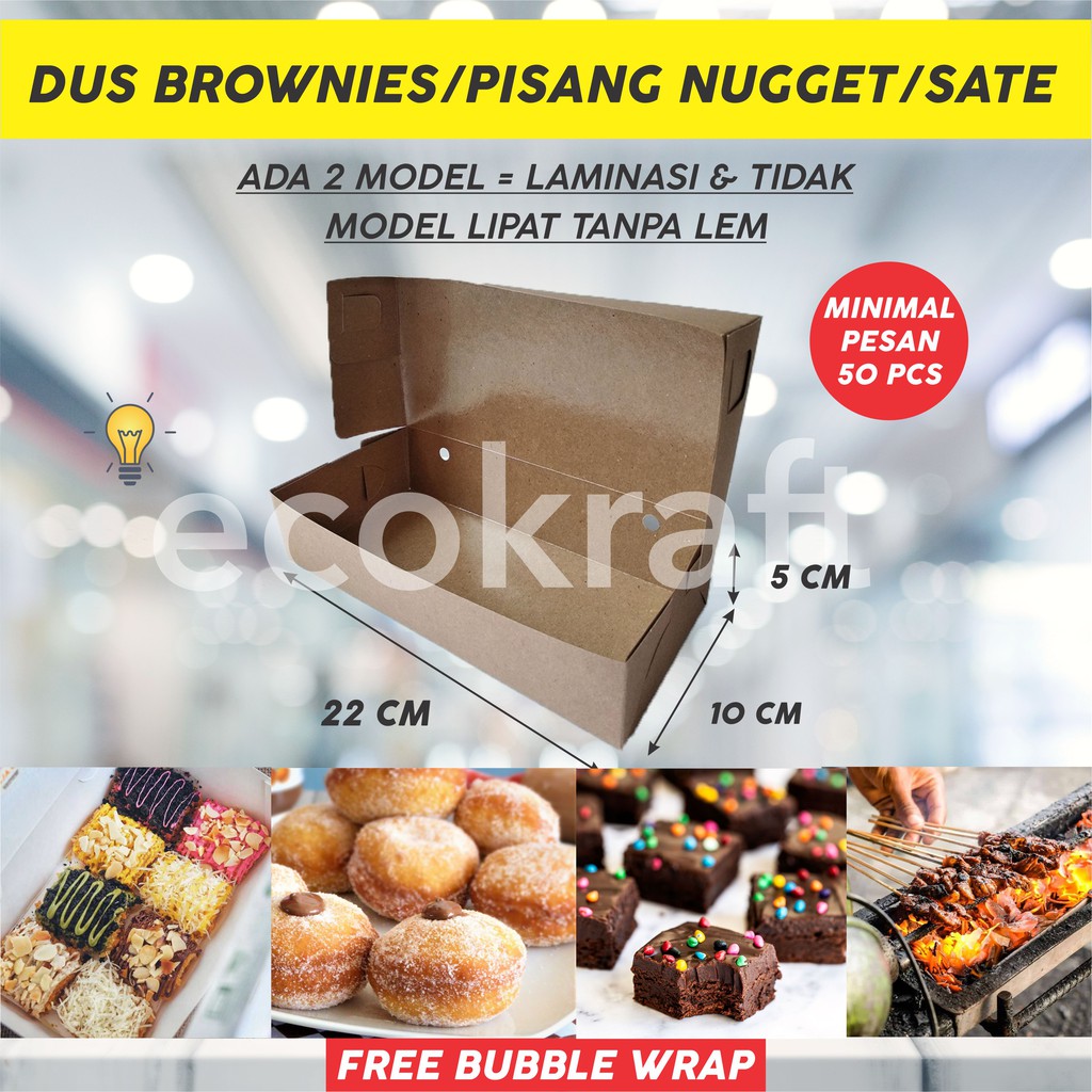 Jual Dus Box Kotak Brownies Pisang Nugget Donat Sate Bomboloni Cake Brownis Kue 3337